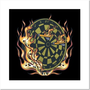 Dartboard In Flames Darts Posters and Art